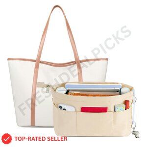 Purse Organizer Insert Zipped Top Tote Handbag Shaper 13 Pockets Lightweight